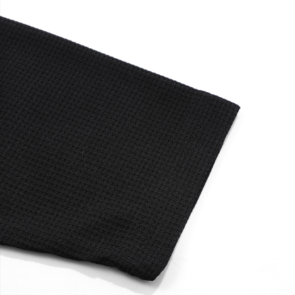 Men's Casual Waffle Country Western Patchwork Neck Long Sleeves Henley T Shirt With Chest Pocket-Unitsen