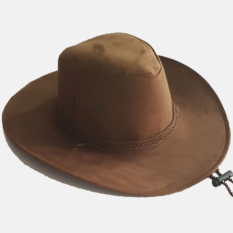 Men's Wide Brim Suede Western Rope Rider Cowboy Hat-Unitsen