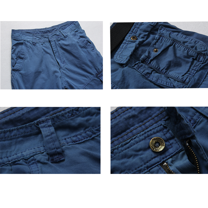 Men's Vintage Multi-pocket Drawstring Cotton Cargo Shorts-Unitsen