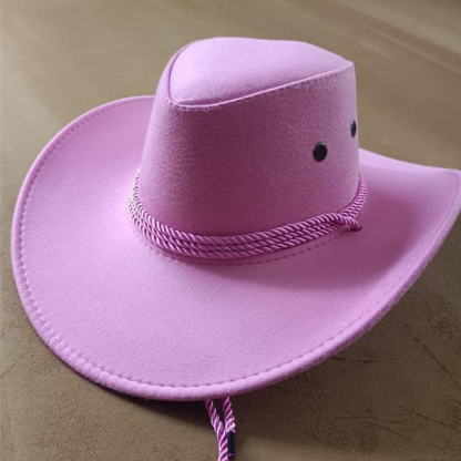 Men's Wide Brim Suede Western Rope Rider Cowboy Hat-Unitsen