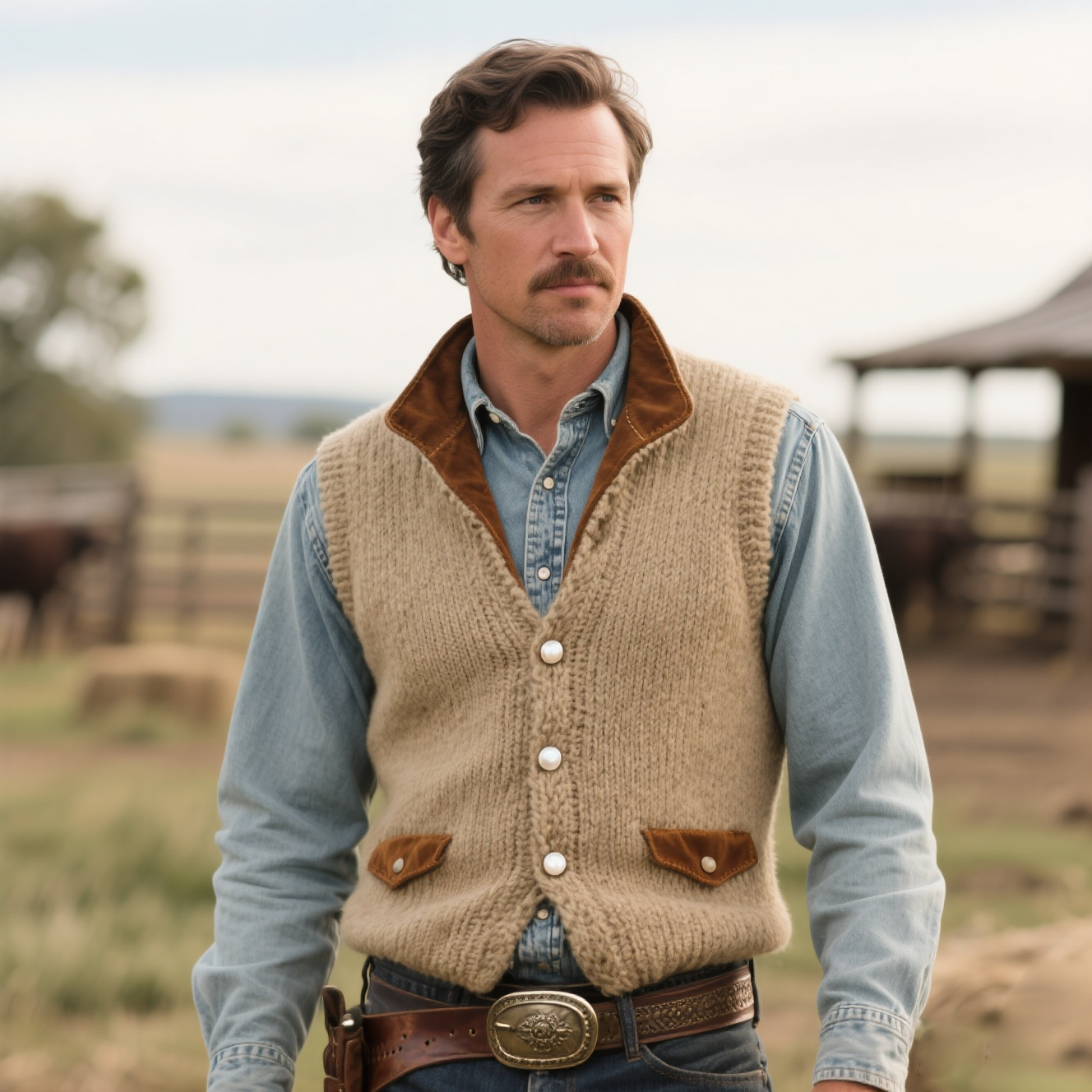 Men's Vintage Western Rustic Elegance Knitted Sweater Vest-Unitsen