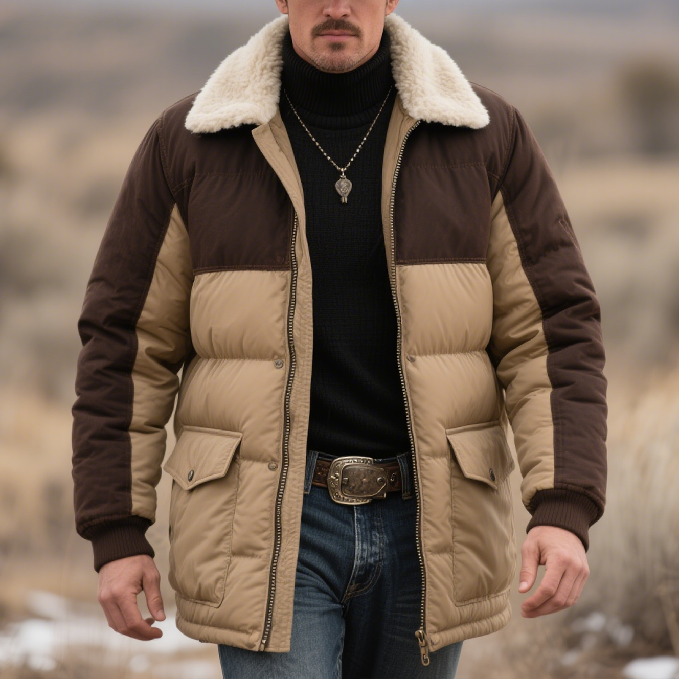 Men's Warm And Stylish Winter Puffer Jacket With Faux Fur Collar-Unitsen