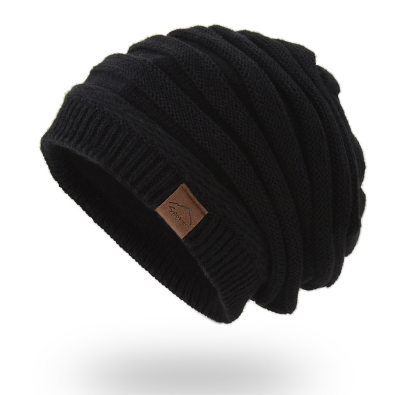 Leather Label Knitted Hat Warm Hat For Men And Women-Unitsen