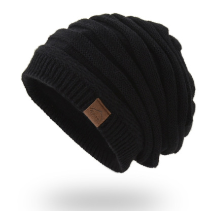 Leather Label Knitted Hat Warm Hat For Men And Women-Unitsen