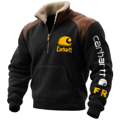 Men's Vintage Western Quarter-zip Fleece Collar Sweatshirt-Unitsen