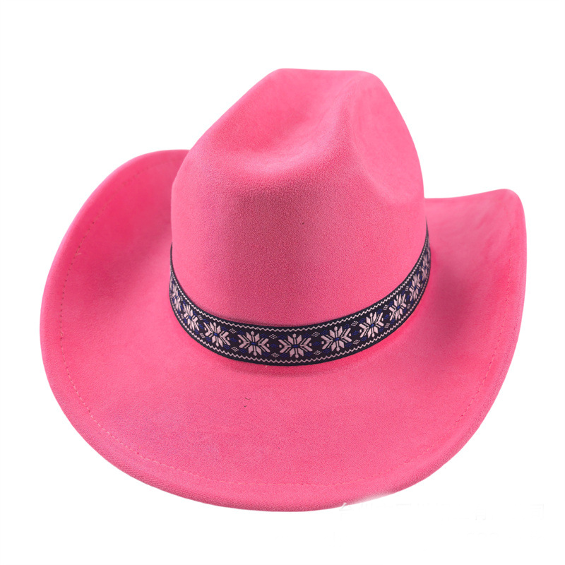 Suede Stylish Western Cowboy Hat With Embroidered Band-Unitsen