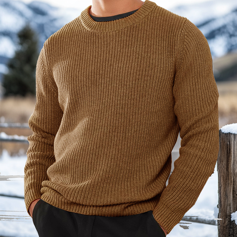 Men's Retro Western Style Knitted Sweater Crew Neck Pullover-Unitsen