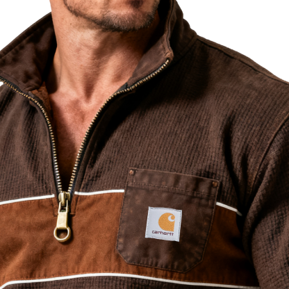 Men's Vintage Wallfe Half-Zip Pullover Sweatshirt-Unitsen