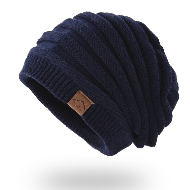 Leather Label Knitted Hat Warm Hat For Men And Women-Unitsen