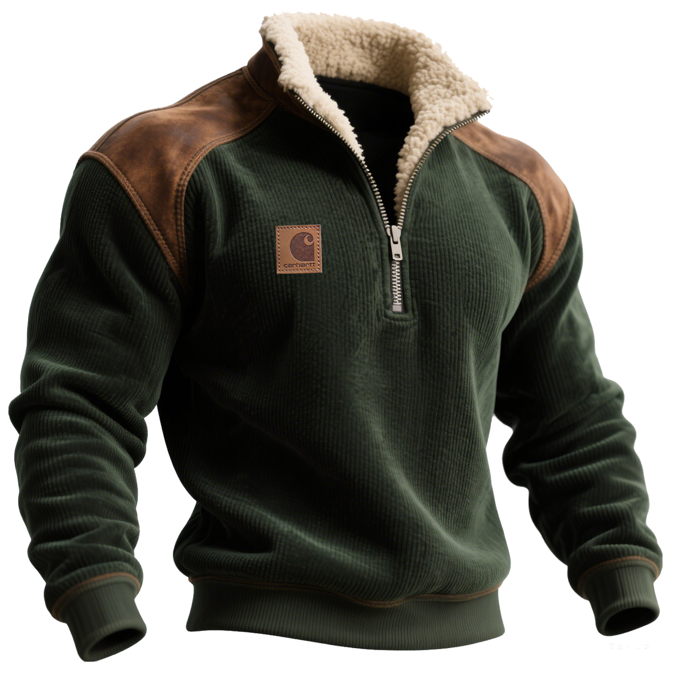 Men's Winter Corduroy Half Zipper Neck Sweatshirt-Unitsen