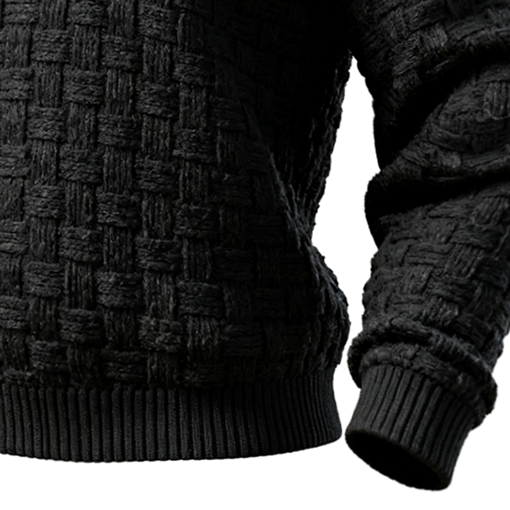 Men's Woven Basketweave Lace-Up Sweater-Unitsen