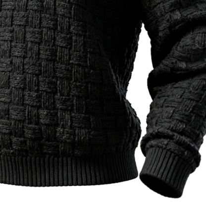 Men's Woven Basketweave Lace-Up Sweater-Unitsen