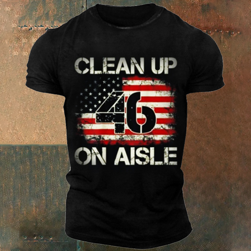 Vintage American Flag Patriotic Clean Up On Aisle 46 Men's T-Shirt-Unitsen