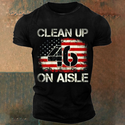 Vintage American Flag Patriotic Clean Up On Aisle 46 Men's T-Shirt-Unitsen