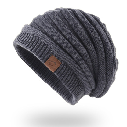 Leather Label Knitted Hat Warm Hat For Men And Women-Unitsen