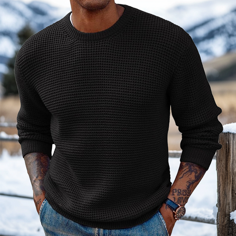 Men's Retro Crew Neck Western Style Knitted Sweater Pullover-Unitsen