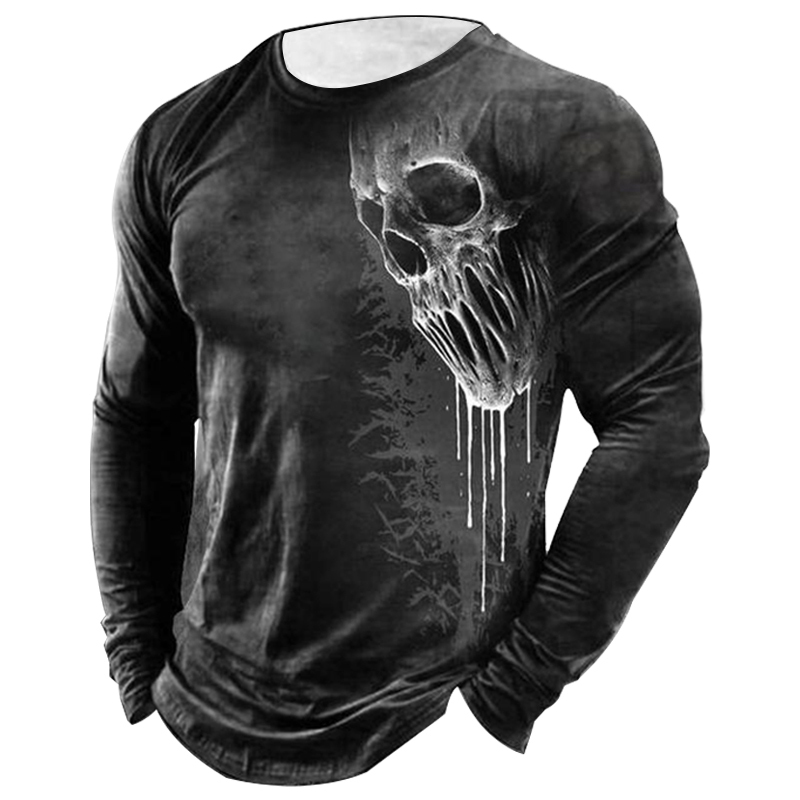 Men's Outdoor Retro Skull Head Comfortable T-Shirt-Unitsen
