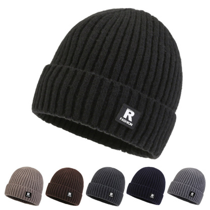 1pc Men's Korean Style Warm Knitted Hat Fleece Lined Beanie Winter Cap Hat-Unitsen