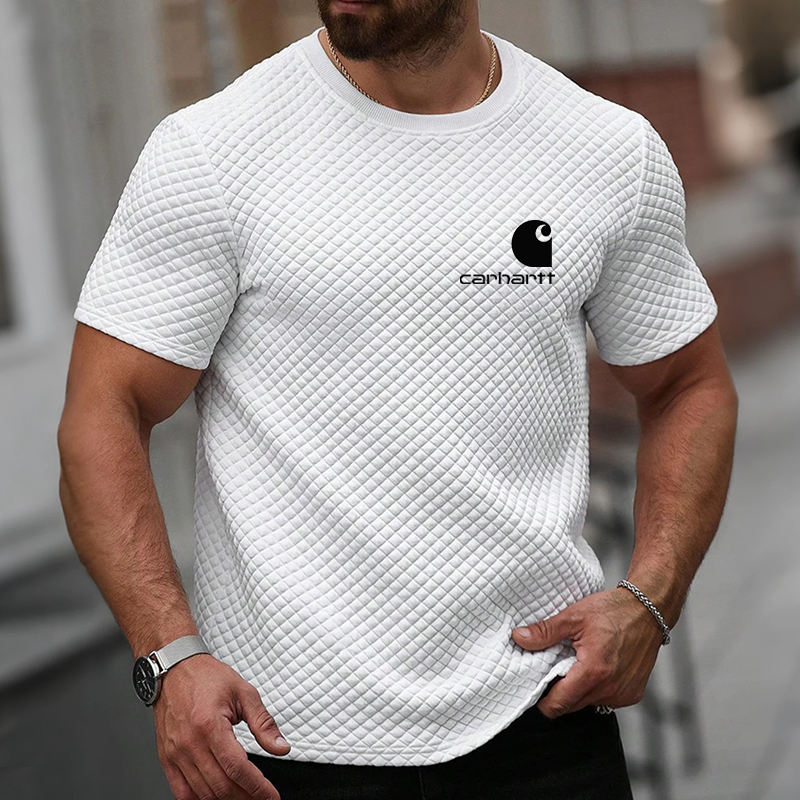 Carhartt Men's Casual Quilted Waffle Graphic Print White T-Shirt-Unitsen