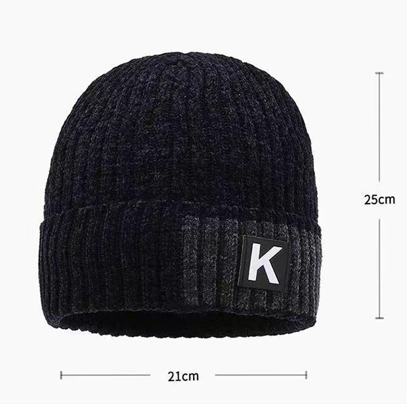 1pc Fleece Lined Knitted Beanie Chenille Head-Wrapped Knitted Hat Outdoor Cycling And Cold Protection-Unitsen