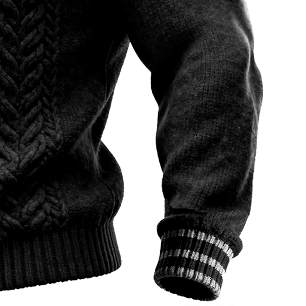 Men's Country Classic Cable Knit Turtleneck Sweater Black-Unitsen