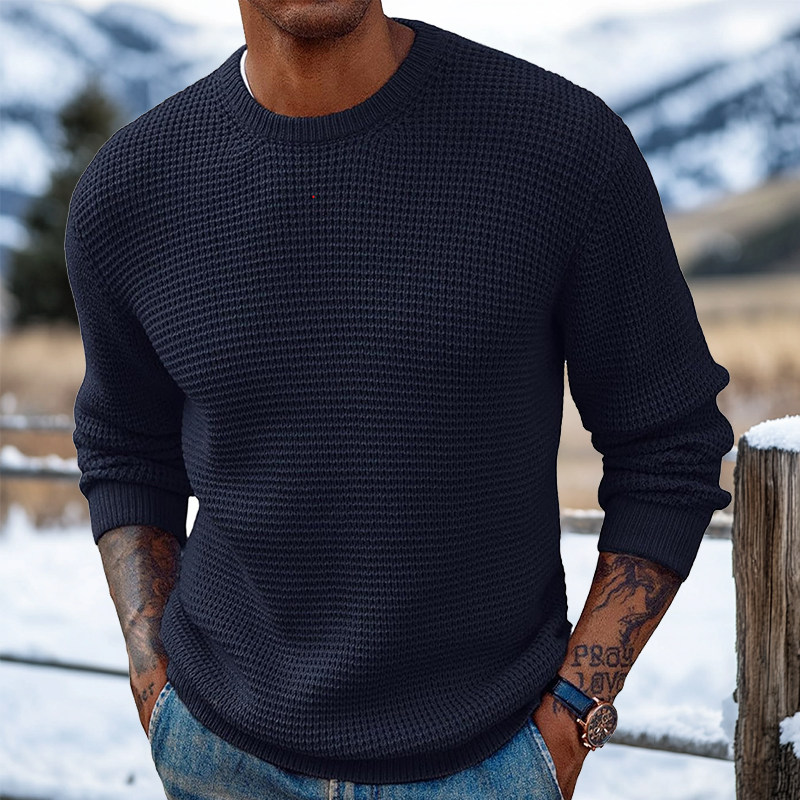 Men's Retro Crew Neck Western Style Knitted Sweater Pullover-Unitsen