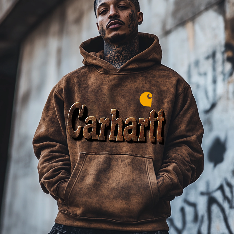 Men's Retro 3d Embossed Distressed Heavy Metal Color Hoodie-Unitsen