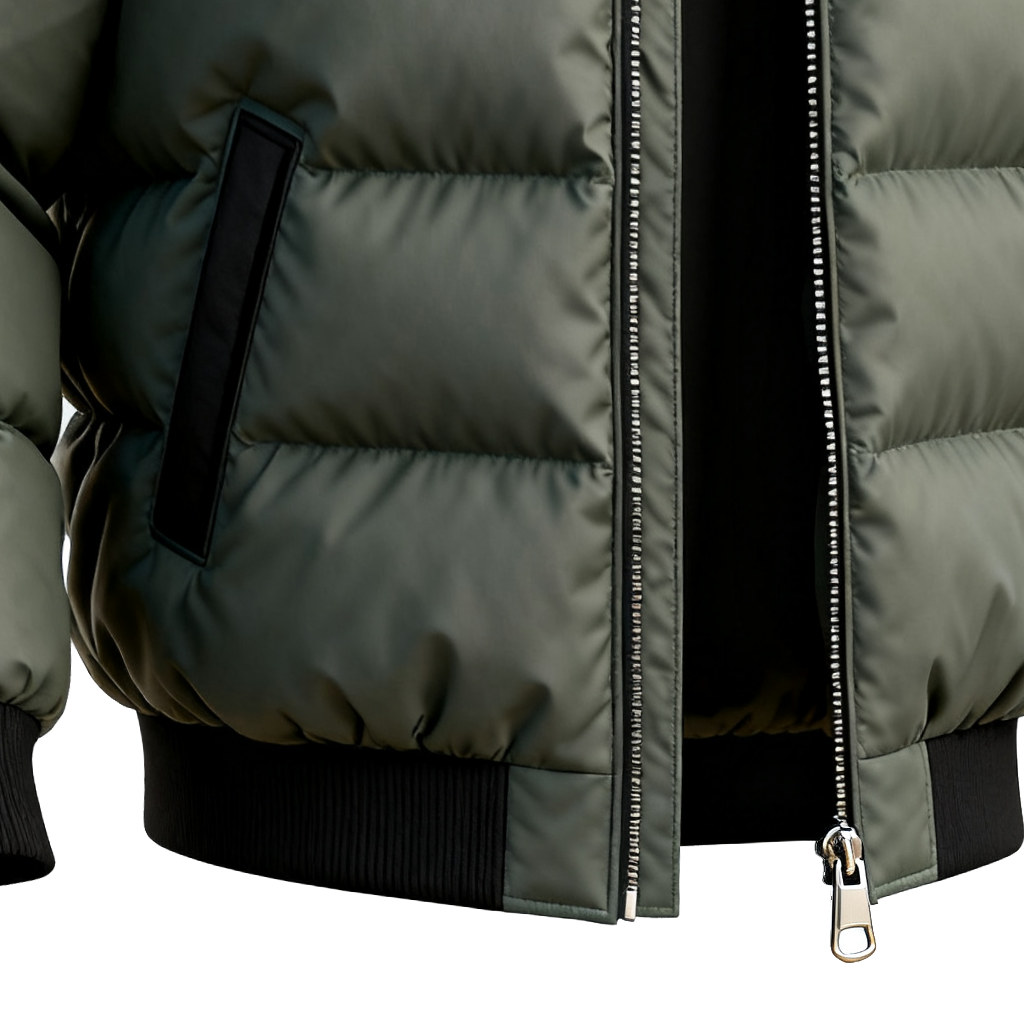 Men's Winter Puffer Jacket With Black And Olive Green Design-Unitsen