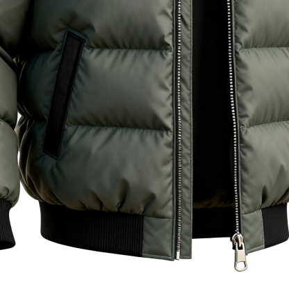 Men's Winter Puffer Jacket With Black And Olive Green Design-Unitsen