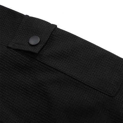 Men's Casual Waffle Country Western Patchwork Neck Long Sleeves Henley T Shirt With Chest Pocket-Unitsen