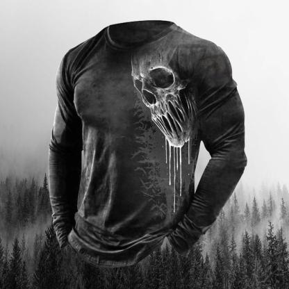 Men's Outdoor Retro Skull Head Comfortable T-Shirt-Unitsen