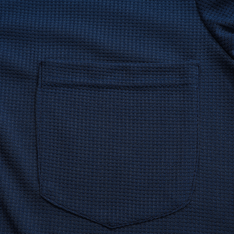 Men's Casual Waffle Country Western Patchwork Neck Long Sleeves Henley T Shirt With Chest Pocket-Unitsen