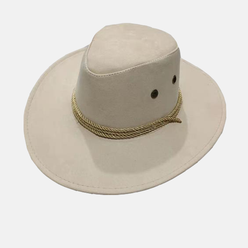 Men's Wide Brim Suede Western Rope Rider Cowboy Hat-Unitsen