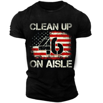 Vintage American Flag Patriotic Clean Up On Aisle 46 Men's T-Shirt-Unitsen