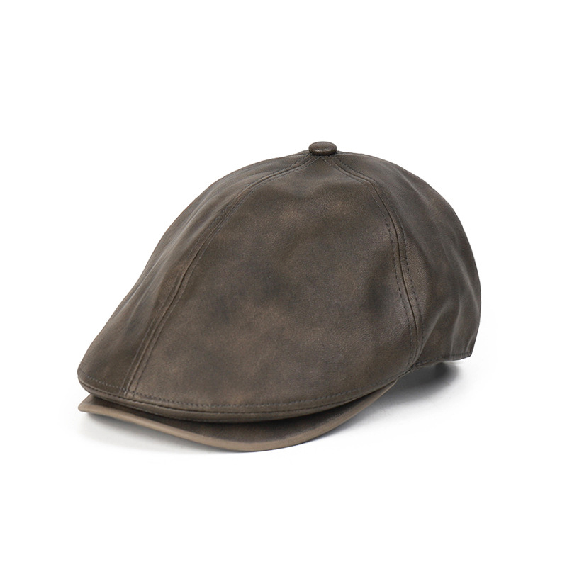 Retro PU Leather British Style Forward Hat-Unitsen