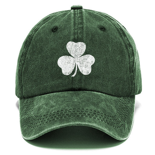 St. Patrick's Day Lucky You Shamrock Washed Cotton Sun Hat Vintage Outdoor Casual Cap-Unitsen
