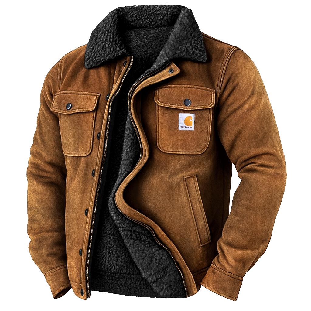 Carhartt Men's Vintage Western Cowboy Suede Fleece Warm Jacket-Unitsen