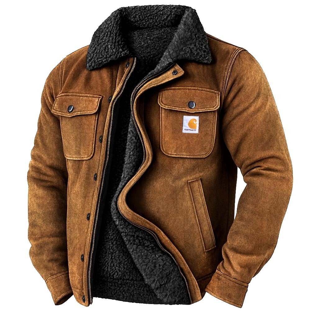 Carhartt Men's Vintage Western Cowboy Suede Fleece Warm Jacket-Unitsen