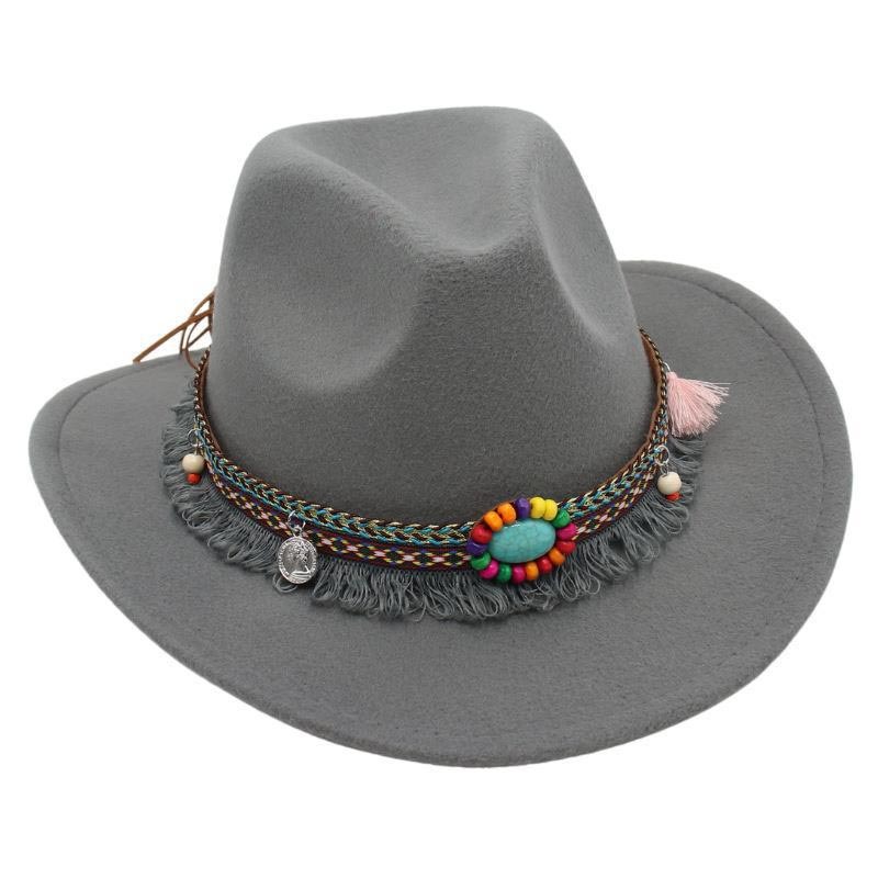 Unisex Western Cowboy Outdoor Felt Hat Sun Hat-Unitsen