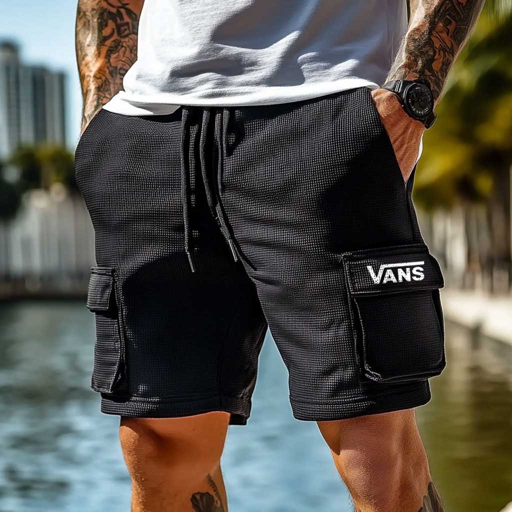 Vans Men's Vintage Surf Waffle Knit Multi-Pocket Casual Walkshort Elastic Shorts-Unitsen