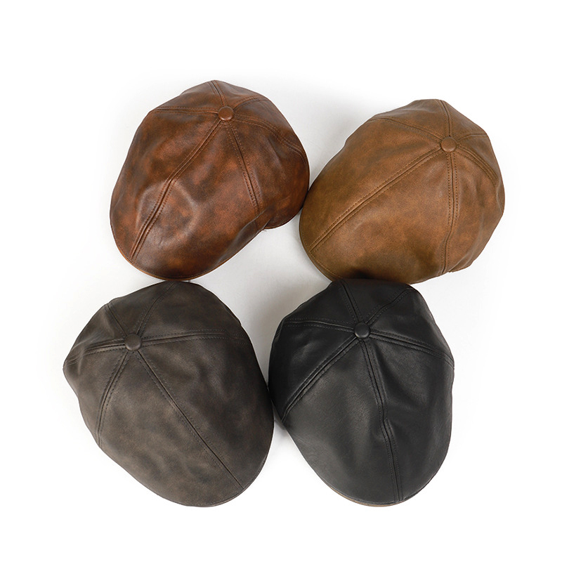 Retro PU Leather British Style Forward Hat-Unitsen