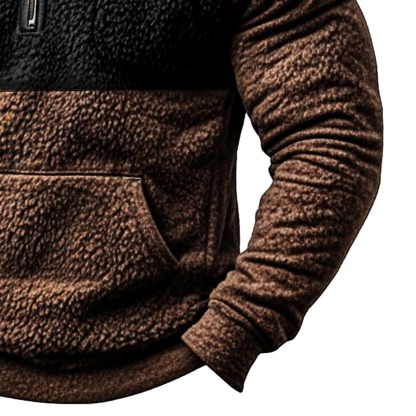 Men's Western Cowboy Embroidered Fleece Quarter Zip Collar Sweatshirt-Unitsen