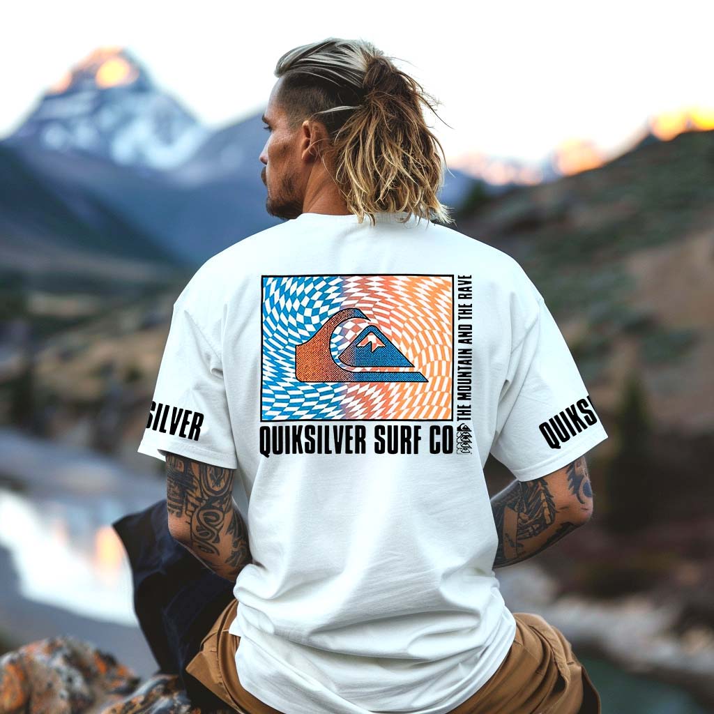 Men's Vintage Surf Print Beach Daily Crew Neck Short Sleeve T-Shirt-Unitsen