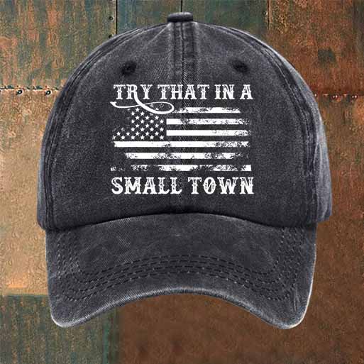 Washed Cotton Sun Hat Vintage Try That In A Small Town Country Music American Flag Outdoor Casual Cap-Unitsen