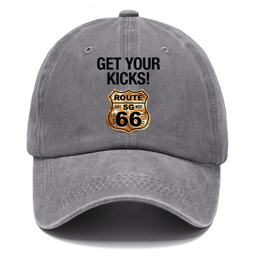 Washed Cotton Sun Hat Vintage Get Your Kicks Route 66 Outdoor Casual Cap Khaki Navy Black Gray Grass Green-Unitsen