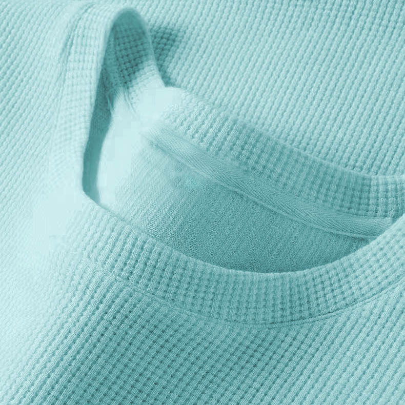 Men's Vintage Waffle Knit Short Sleeve Crew Neck T-Shirt-Unitsen