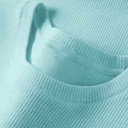 Men's Vintage Waffle Knit Short Sleeve Crew Neck T-Shirt-Unitsen