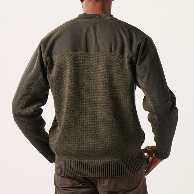 Men's Vintage Army Green Paneled Knit Henley Sweater-Unitsen