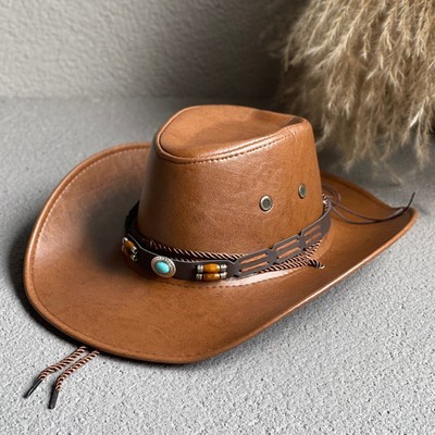 Western Cowboy Hat Outdoor Sun Protection Sun Travel Hat-Unitsen