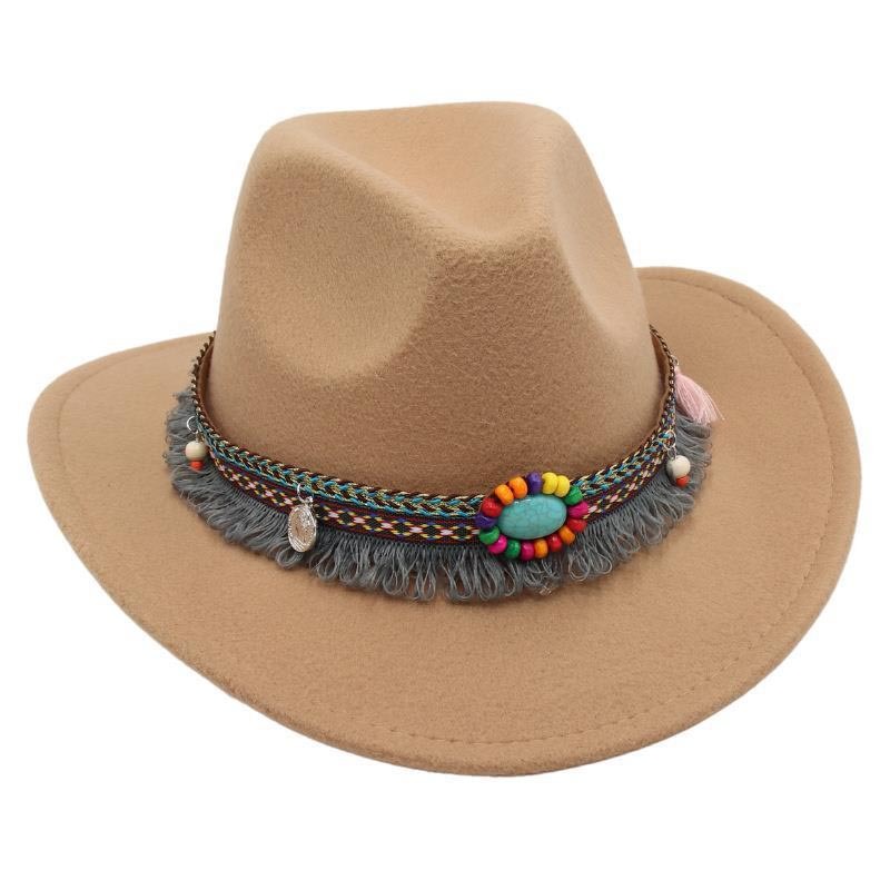 Unisex Western Cowboy Outdoor Felt Hat Sun Hat-Unitsen